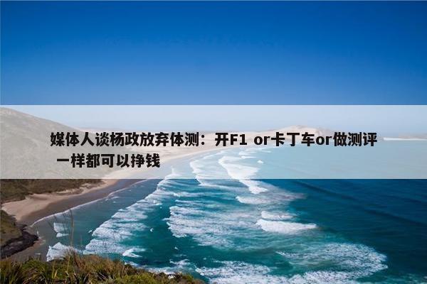 媒体人谈杨政放弃体测：开F1 or卡丁车or做测评 一样都可以挣钱