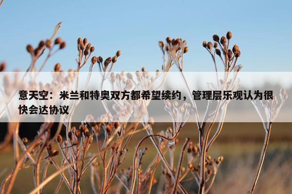 意天空：米兰和特奥双方都希望续约，管理层乐观认为很快会达协议