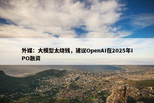 外媒：大模型太烧钱，建议OpenAI在2025年IPO融资