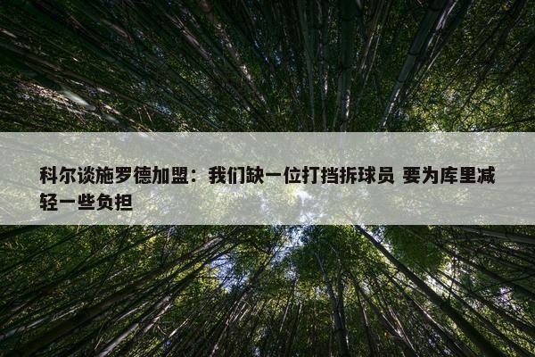 科尔谈施罗德加盟：我们缺一位打挡拆球员 要为库里减轻一些负担