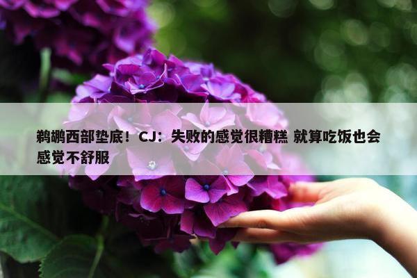 鹈鹕西部垫底！CJ：失败的感觉很糟糕 就算吃饭也会感觉不舒服