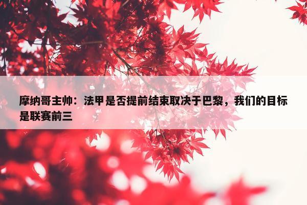 摩纳哥主帅：法甲是否提前结束取决于巴黎，我们的目标是联赛前三