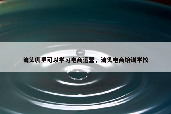 汕头哪里可以学习电商运营，汕头电商培训学校