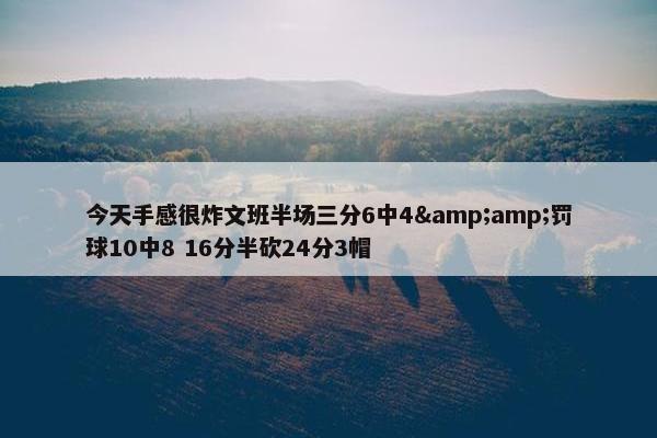 今天手感很炸文班半场三分6中4&amp;罚球10中8 16分半砍24分3帽