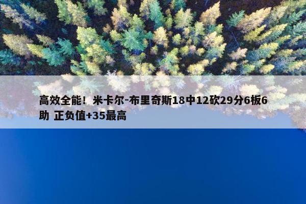 高效全能！米卡尔-布里奇斯18中12砍29分6板6助 正负值+35最高