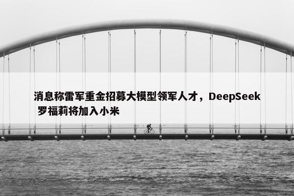 消息称雷军重金招募大模型领军人才，DeepSeek 罗福莉将加入小米