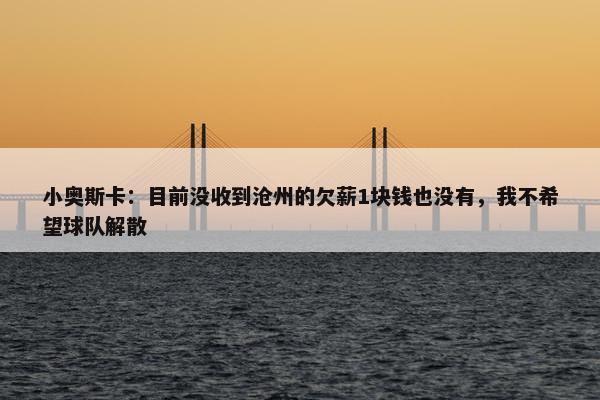 小奥斯卡：目前没收到沧州的欠薪1块钱也没有，我不希望球队解散