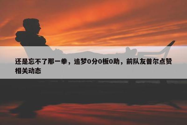 还是忘不了那一拳，追梦0分0板0助，前队友普尔点赞相关动态