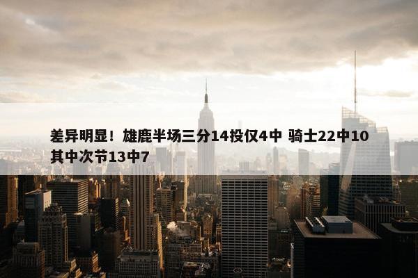 差异明显！雄鹿半场三分14投仅4中 骑士22中10其中次节13中7