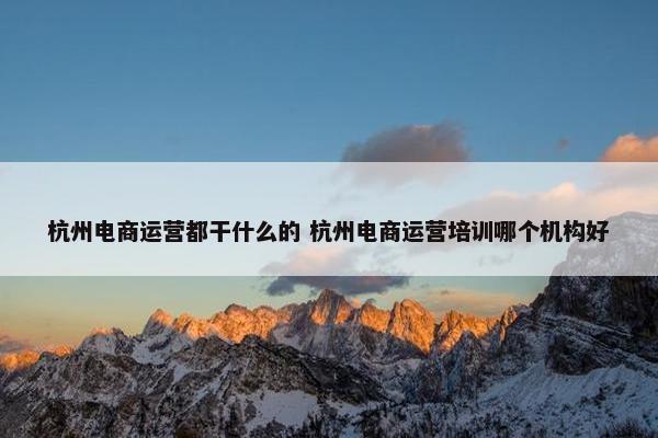 杭州电商运营都干什么的 杭州电商运营培训哪个机构好