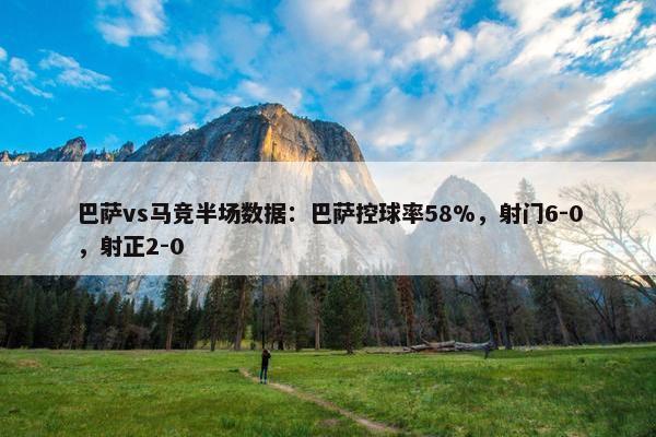 巴萨vs马竞半场数据：巴萨控球率58%，射门6-0，射正2-0