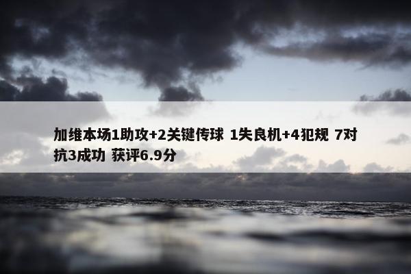 加维本场1助攻+2关键传球 1失良机+4犯规 7对抗3成功 获评6.9分