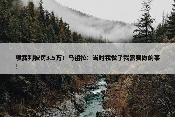 喷裁判被罚3.5万！马祖拉：当时我做了我需要做的事！