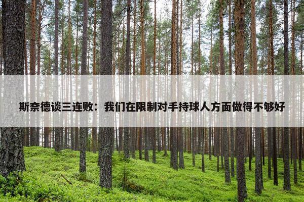 斯奈德谈三连败：我们在限制对手持球人方面做得不够好