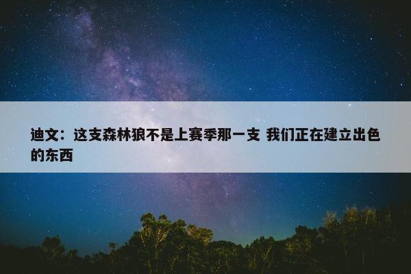 迪文：这支森林狼不是上赛季那一支 我们正在建立出色的东西