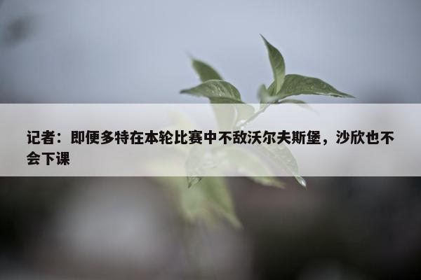 记者：即便多特在本轮比赛中不敌沃尔夫斯堡，沙欣也不会下课