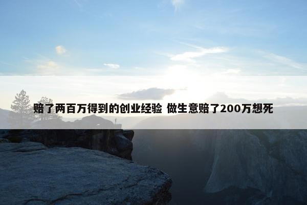 赔了两百万得到的创业经验 做生意赔了200万想死