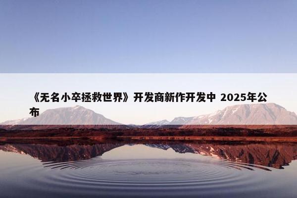 《无名小卒拯救世界》开发商新作开发中 2025年公布