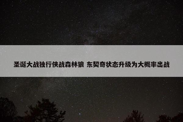 圣诞大战独行侠战森林狼 东契奇状态升级为大概率出战