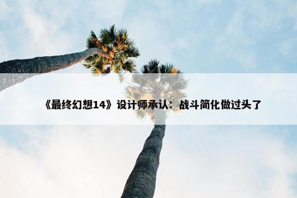 《最终幻想14》设计师承认：战斗简化做过头了