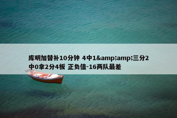 库明加替补10分钟 4中1&amp;三分2中0拿2分4板 正负值-16两队最差