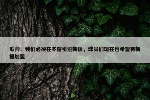 瓜帅：我们必须在冬窗引进新援，球员们现在也希望有新援加盟