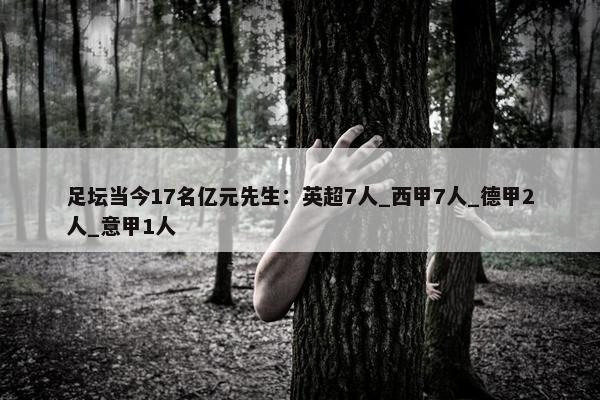 足坛当今17名亿元先生：英超7人_西甲7人_德甲2人_意甲1人