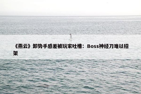 《燕云》卸势手感差被玩家吐槽：Boss神经刀难以招架