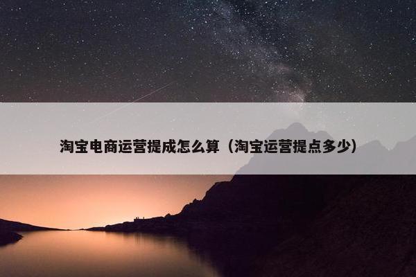 淘宝电商运营提成怎么算（淘宝运营提点多少）