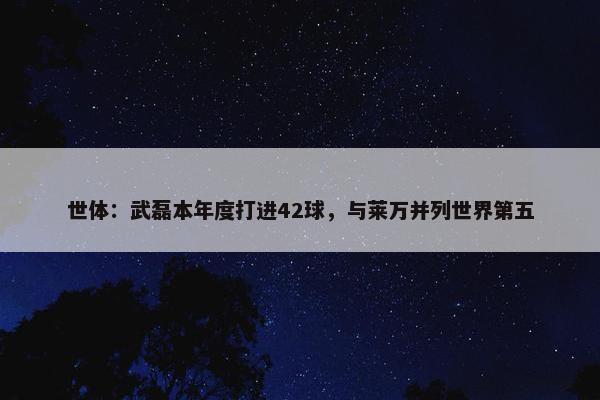 世体：武磊本年度打进42球，与莱万并列世界第五