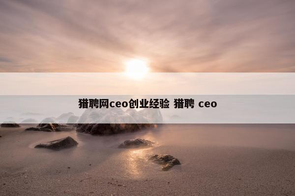 猎聘网ceo创业经验 猎聘 ceo