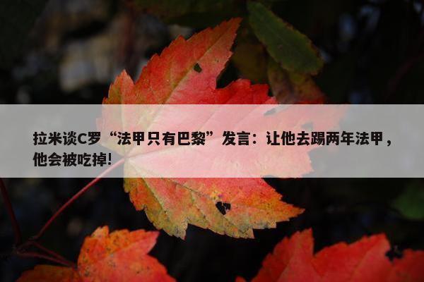 拉米谈C罗“法甲只有巴黎”发言：让他去踢两年法甲，他会被吃掉!