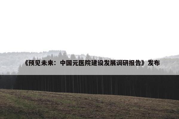 《预见未来：中国元医院建设发展调研报告》发布