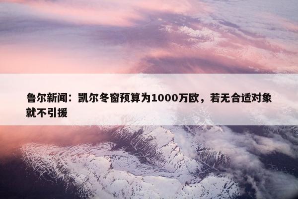 鲁尔新闻：凯尔冬窗预算为1000万欧，若无合适对象就不引援