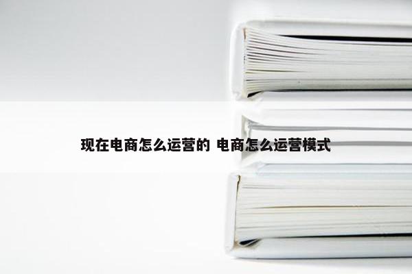 现在电商怎么运营的 电商怎么运营模式