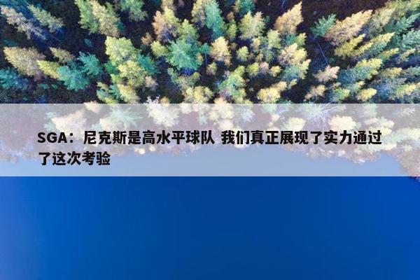 SGA：尼克斯是高水平球队 我们真正展现了实力通过了这次考验