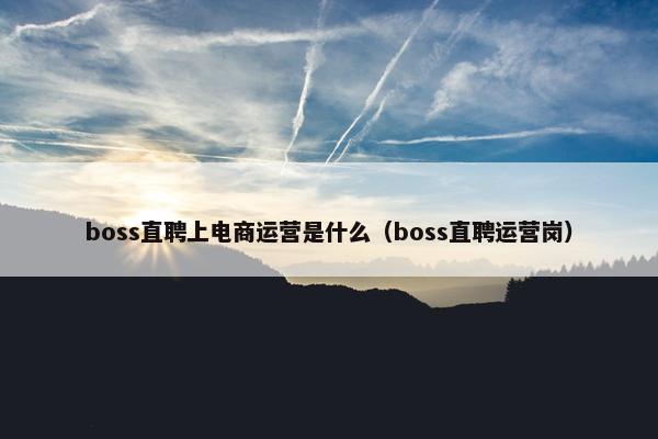 boss直聘上电商运营是什么（boss直聘运营岗）