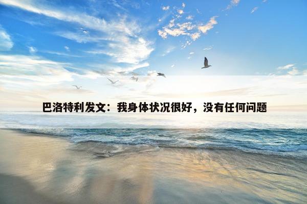 巴洛特利发文：我身体状况很好，没有任何问题