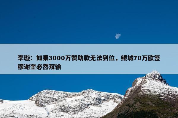 李璇：如果3000万赞助款无法到位，鲲城70万欧签穆谢奎必然双输