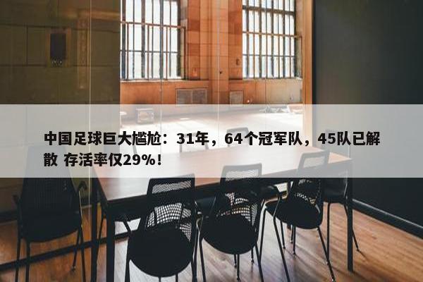 中国足球巨大尴尬：31年，64个冠军队，45队已解散 存活率仅29%！