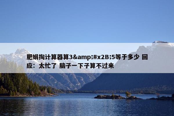 肥娟掏计算器算3&#x2B;5等于多少 回应：太忙了 脑子一下子算不过来