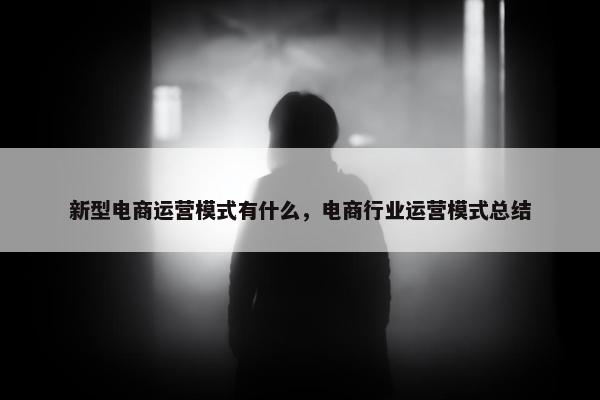 新型电商运营模式有什么，电商行业运营模式总结