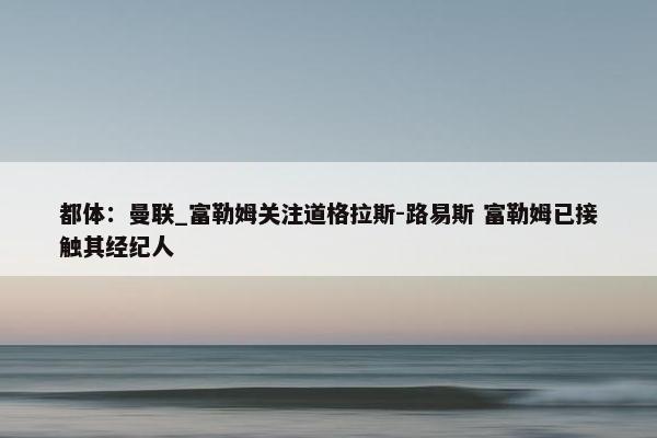 都体：曼联_富勒姆关注道格拉斯-路易斯 富勒姆已接触其经纪人