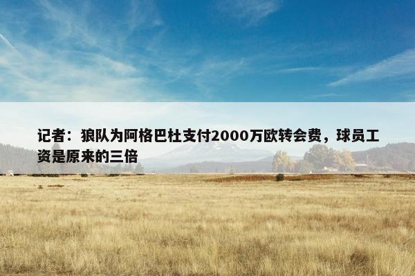 记者：狼队为阿格巴杜支付2000万欧转会费，球员工资是原来的三倍