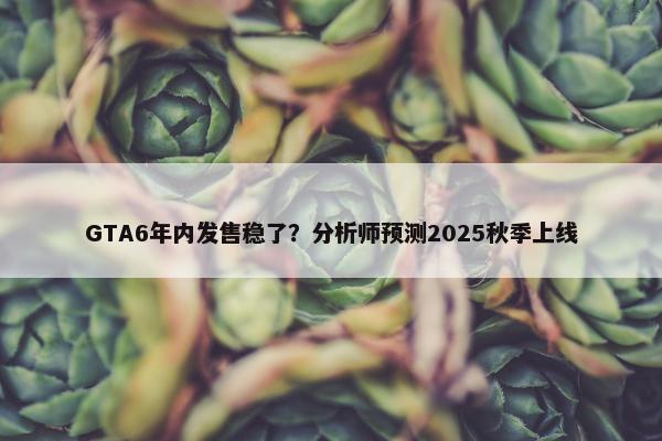 GTA6年内发售稳了？分析师预测2025秋季上线