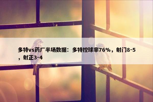 多特vs药厂半场数据：多特控球率76%，射门8-5，射正3-4