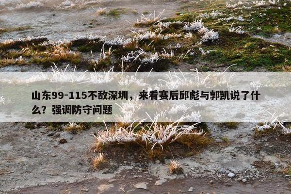 山东99-115不敌深圳，来看赛后邱彪与郭凯说了什么？强调防守问题