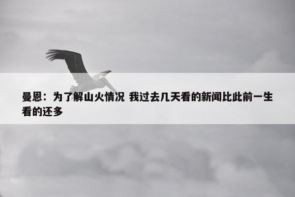 曼恩：为了解山火情况 我过去几天看的新闻比此前一生看的还多