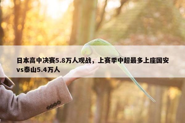 日本高中决赛5.8万人观战，上赛季中超最多上座国安vs泰山5.4万人