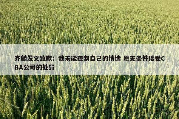 齐麟发文致歉：我未能控制自己的情绪 愿无条件接受CBA公司的处罚